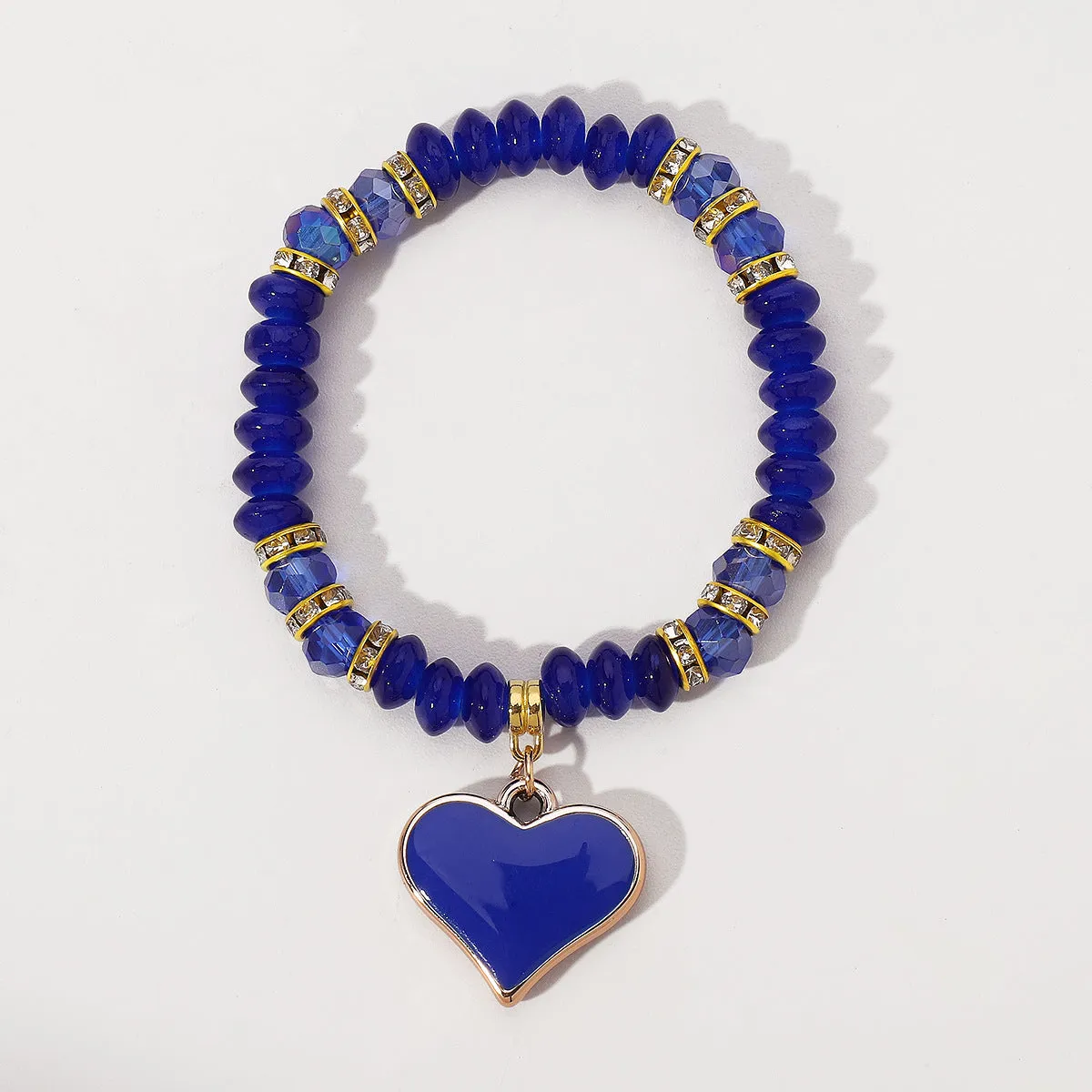 Wholesale Bohemian Natural Stone Love Pendant Beaded Bracelet