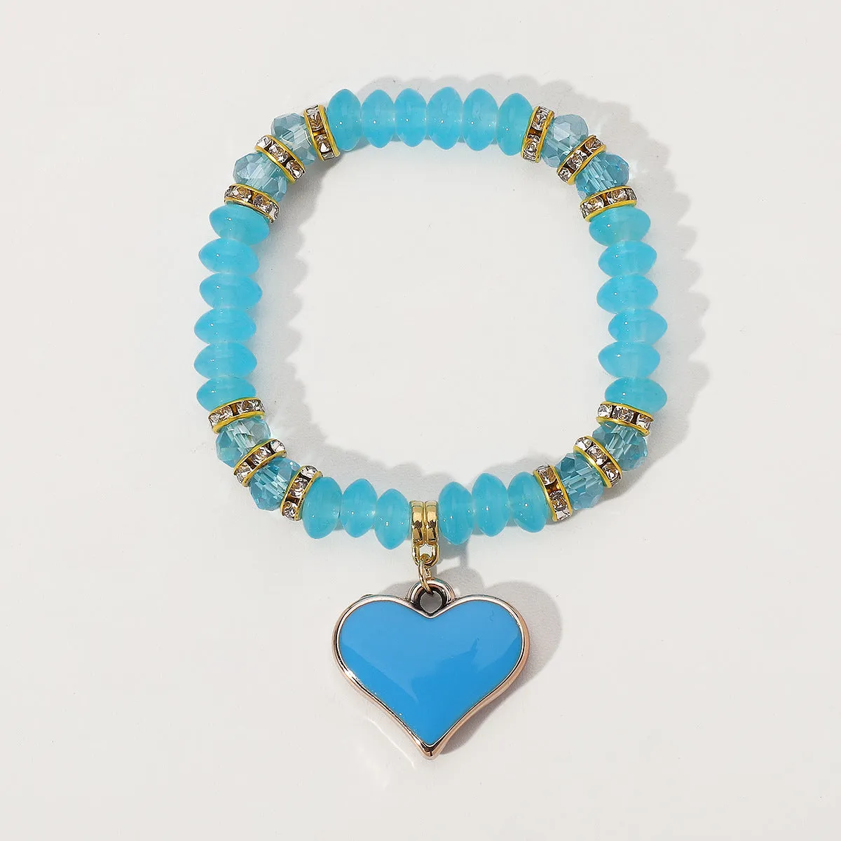 Wholesale Bohemian Natural Stone Love Pendant Beaded Bracelet