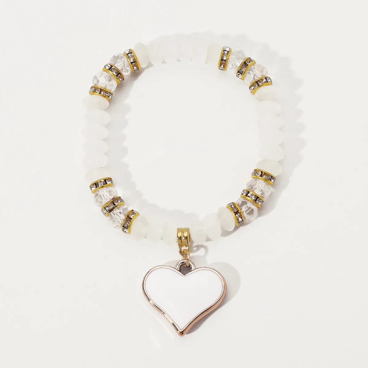 Wholesale Bohemian Natural Stone Love Pendant Beaded Bracelet