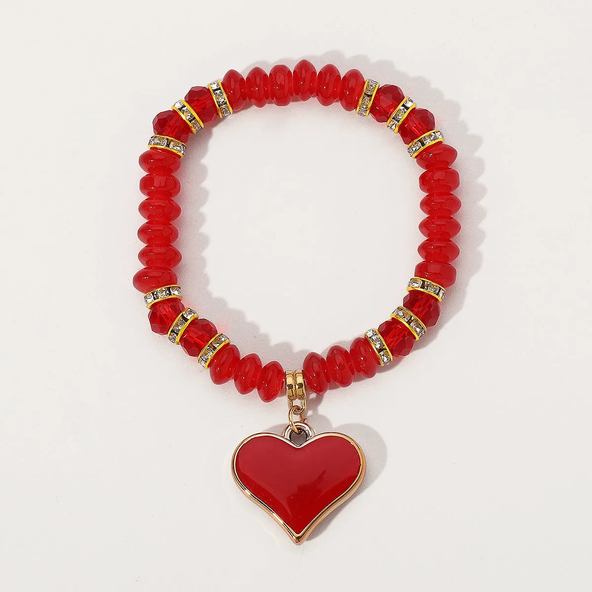 Wholesale Bohemian Natural Stone Love Pendant Beaded Bracelet