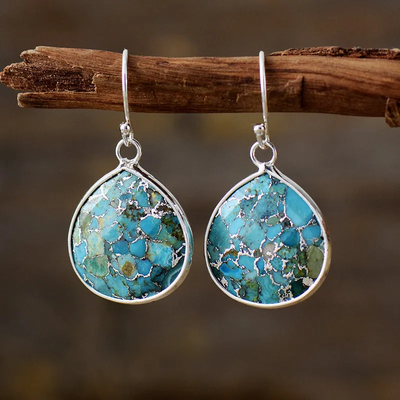 Wholesale Bohemian Natural Stone Water Drop Pendants and Earrings