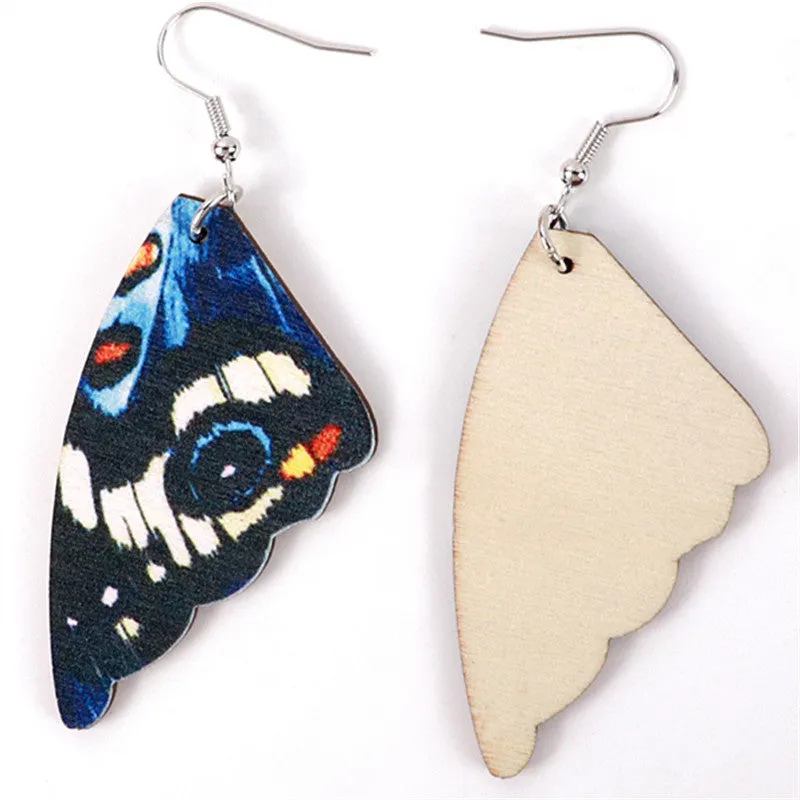 Wholesale Bohemian Pastoral Style Butterfly Wing Wooden Earrings