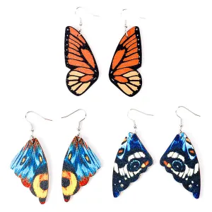 Wholesale Bohemian Pastoral Style Butterfly Wing Wooden Earrings
