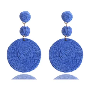 Wholesale Bohemian Raffia Round Earrings