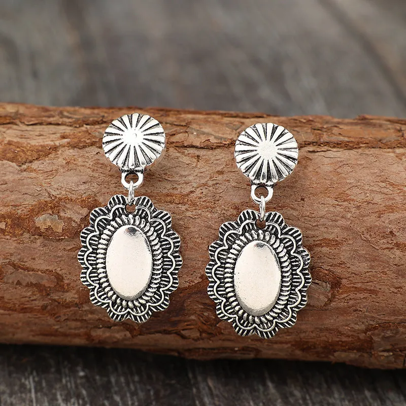 Wholesale Bohemian Retro Geometric Splicing Pumpkin Flower Alloy Simple Earrings