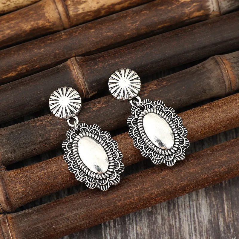 Wholesale Bohemian Retro Geometric Splicing Pumpkin Flower Alloy Simple Earrings