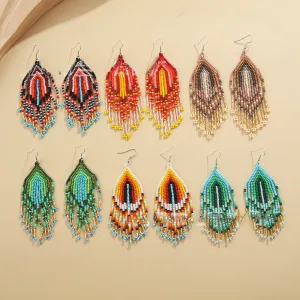 Wholesale Bohemian Retro Gradient Color Tassel Earrings