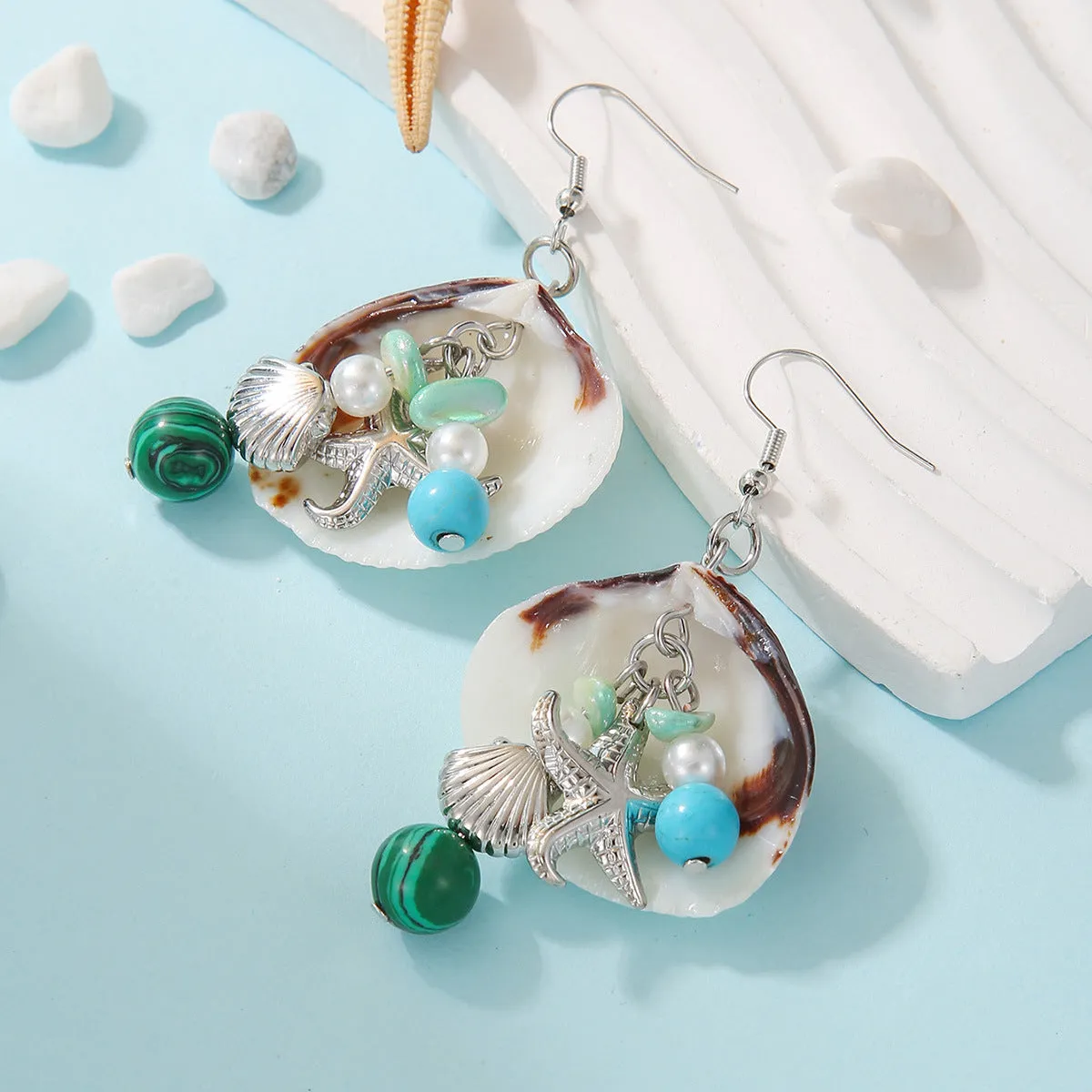 Wholesale Bohemian Shell Beads Pendant Earrings
