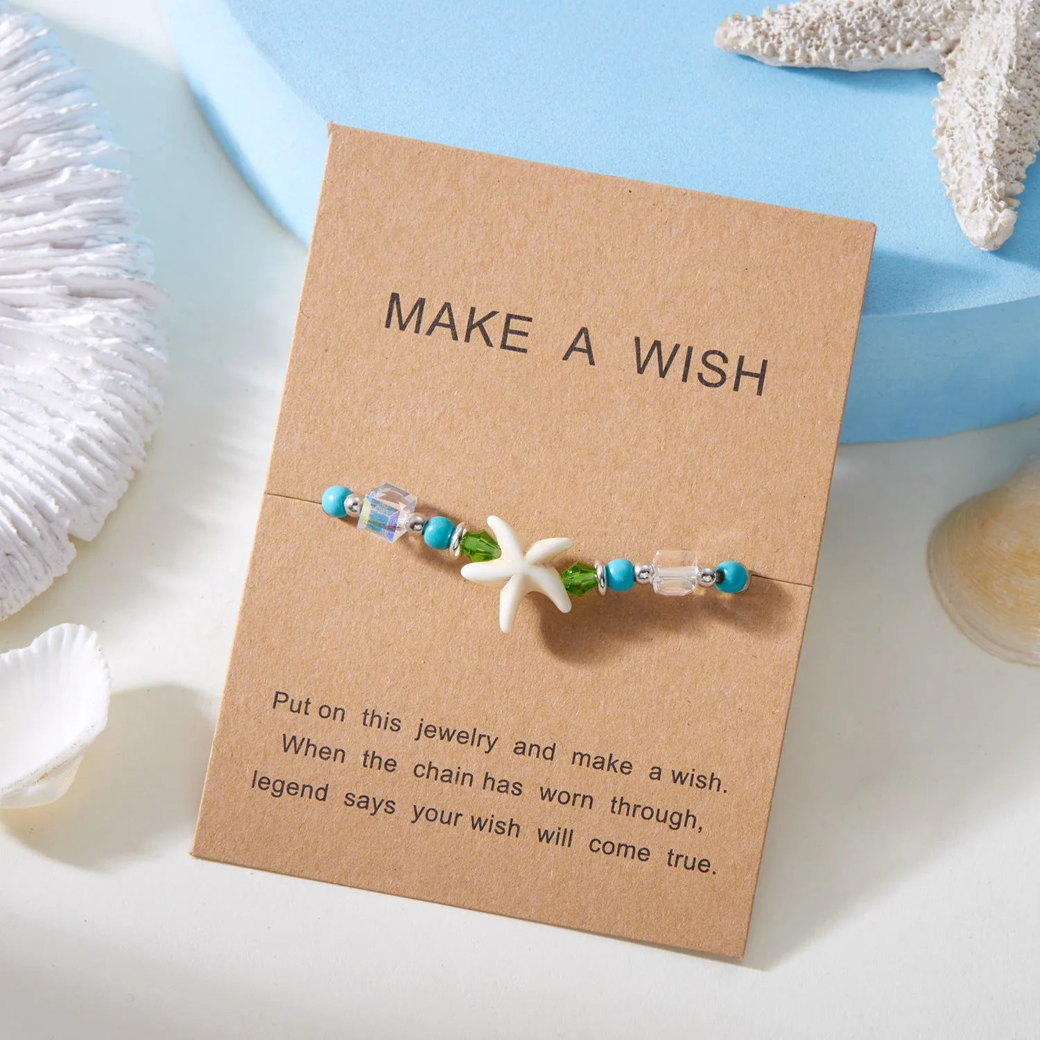 Wholesale Bohemian Shell Starfish Braided Lami Bead Bracelet