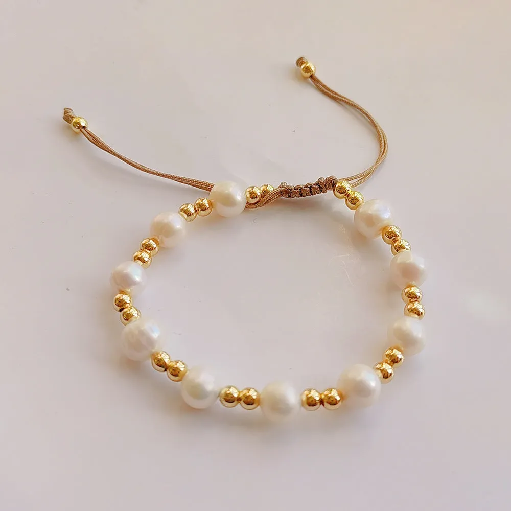 Wholesale Bohemian Soft Ceramic Flakes and Pearls Bracelet