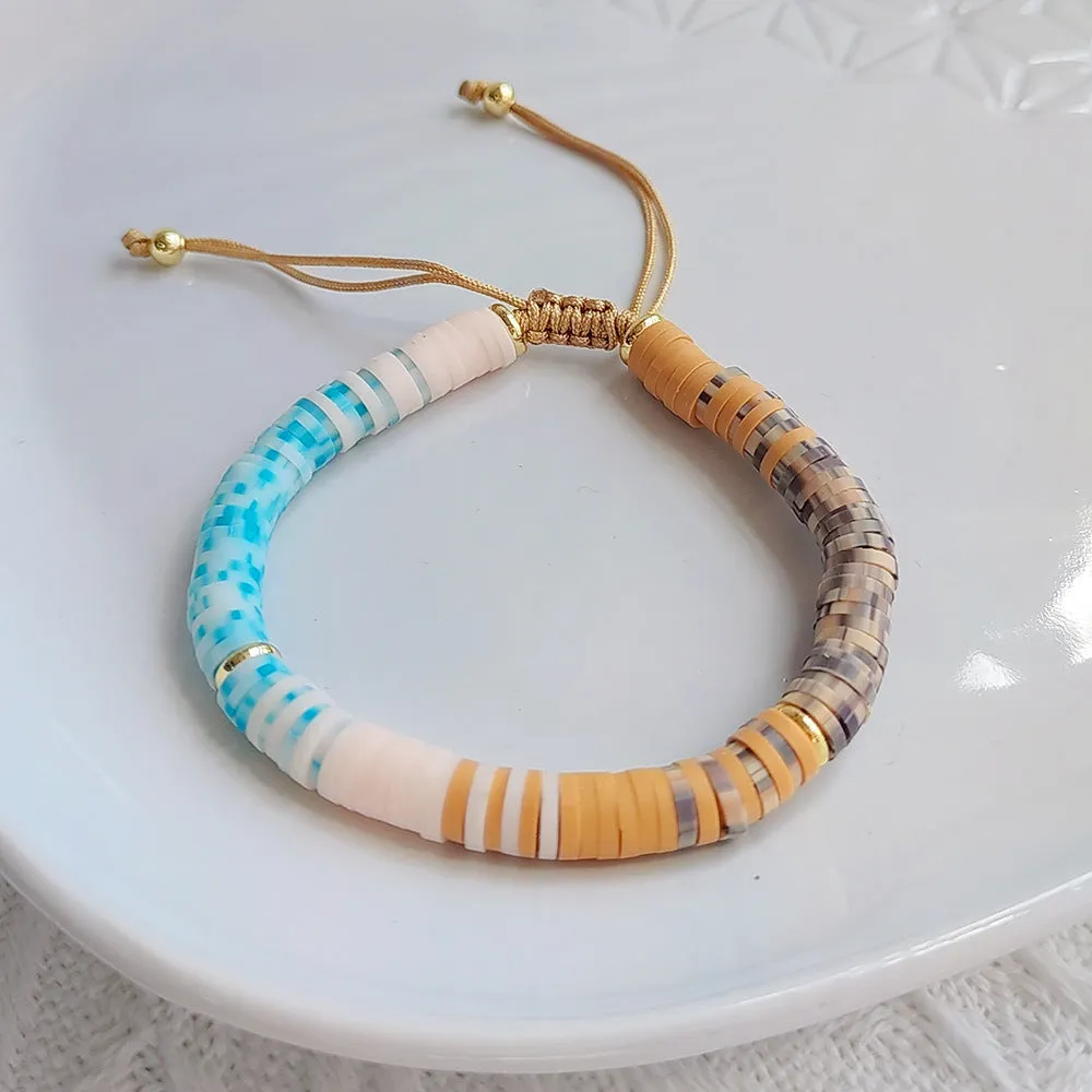 Wholesale Bohemian Soft Ceramic Flakes and Pearls Bracelet