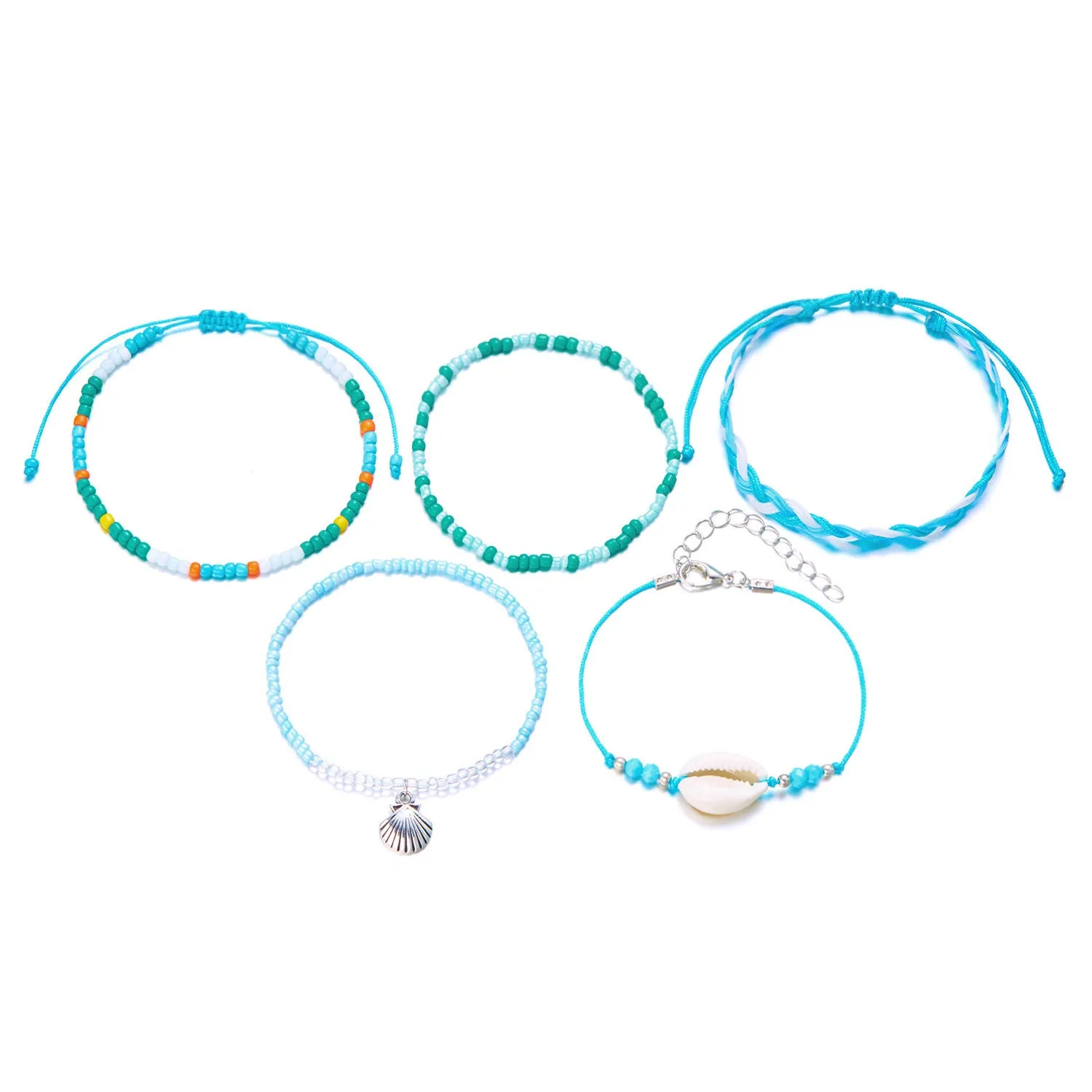 Wholesale Bohemian Starfish Beaded Shell Bracelet Evil Eye Bracelet Set