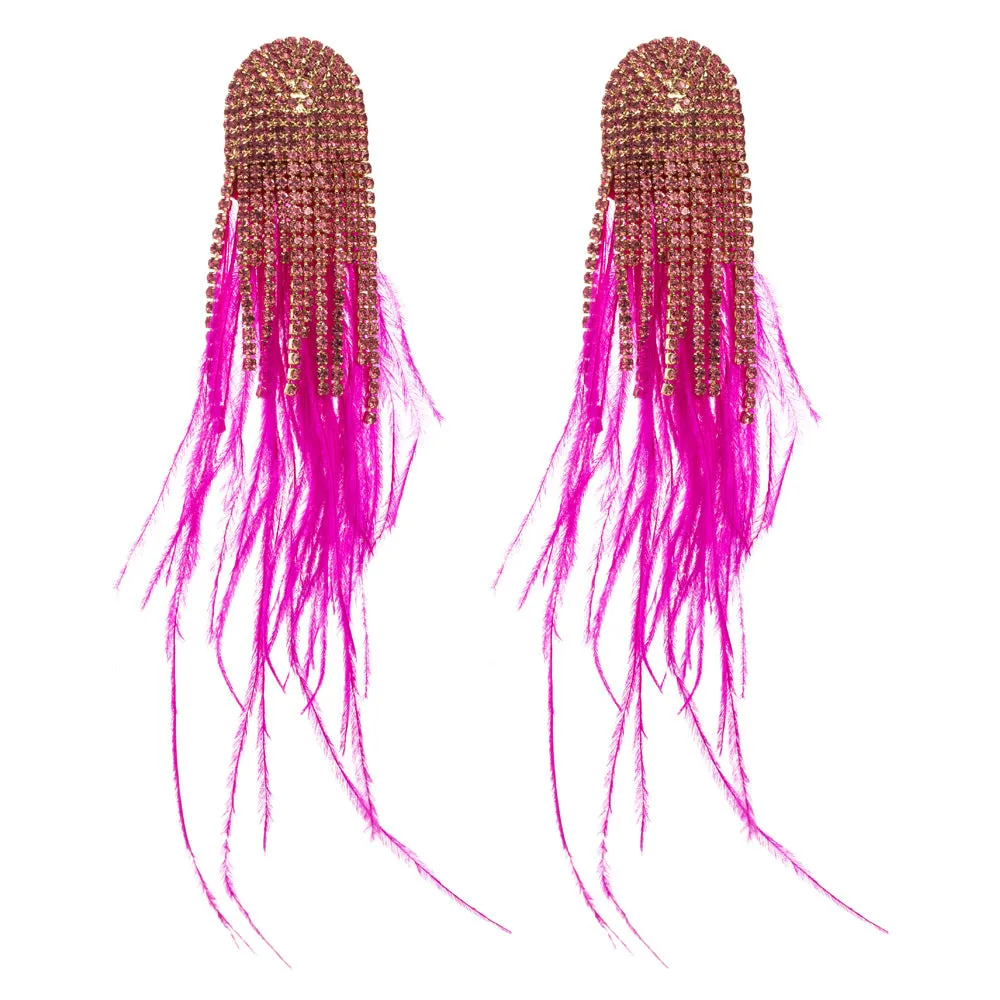 Wholesale Bohemian Style Feather Tassel Alloy Earrings