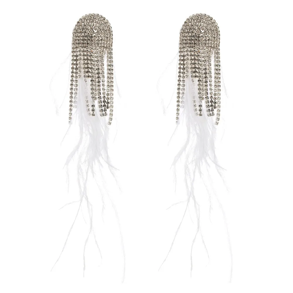 Wholesale Bohemian Style Feather Tassel Alloy Earrings