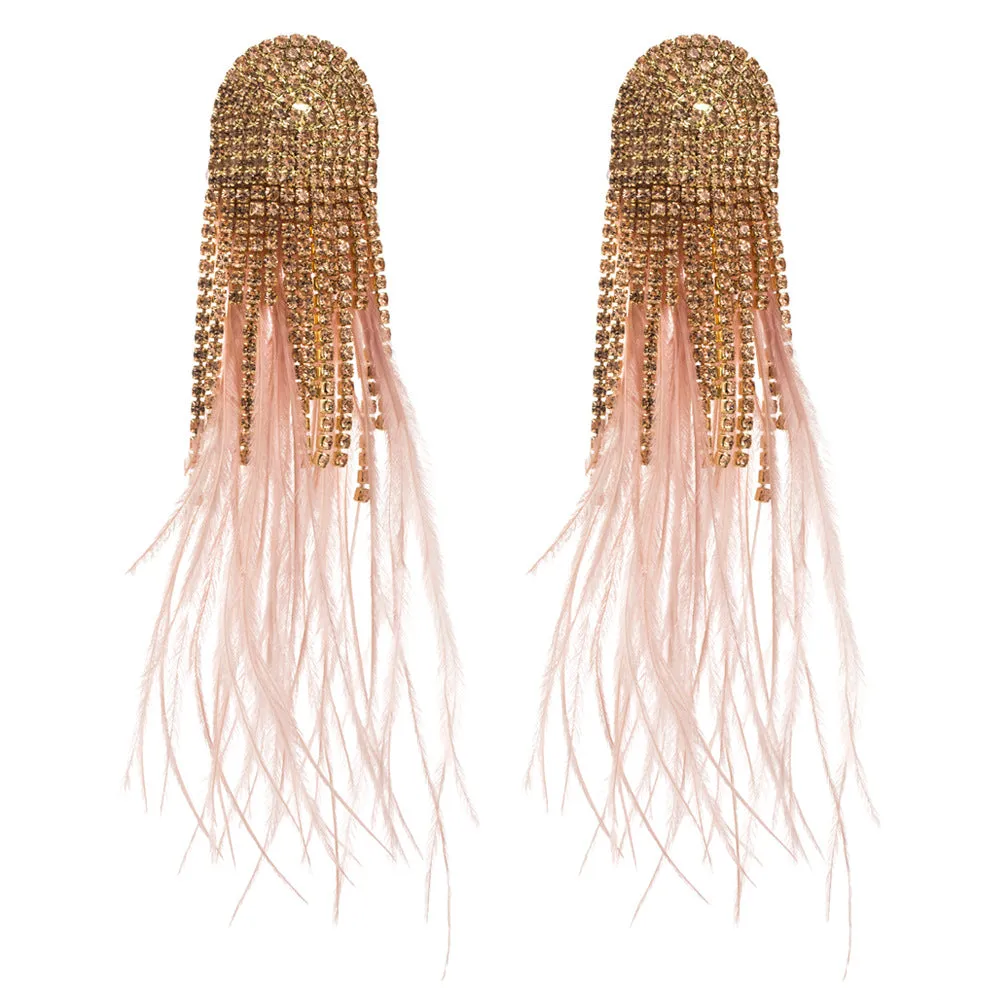 Wholesale Bohemian Style Feather Tassel Alloy Earrings