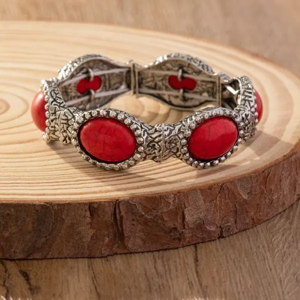Wholesale Bohemian style new simple fashion oval pattern turquoise environmentally friendly bracelet