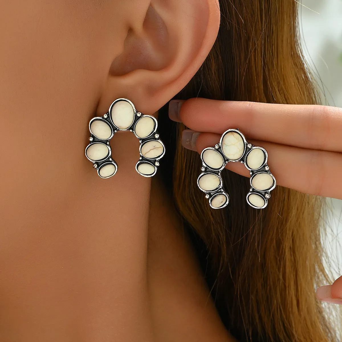 Wholesale Bohemian Style Personality Fashion Retro Gemstone Earrings