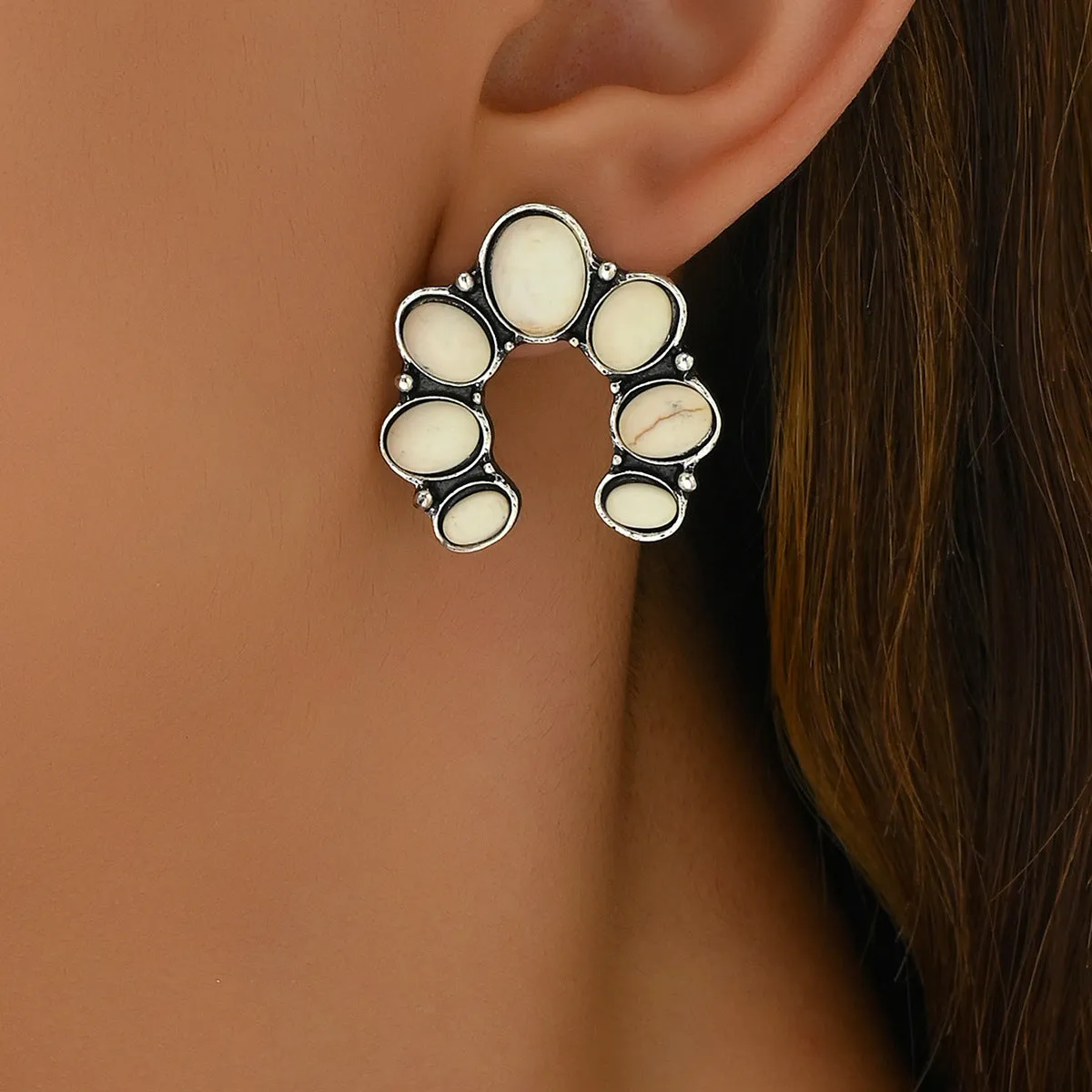Wholesale Bohemian Style Personality Fashion Retro Gemstone Earrings
