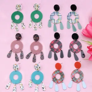 Wholesale Bohemian Style Splicing Hollow Acrylic Earrings