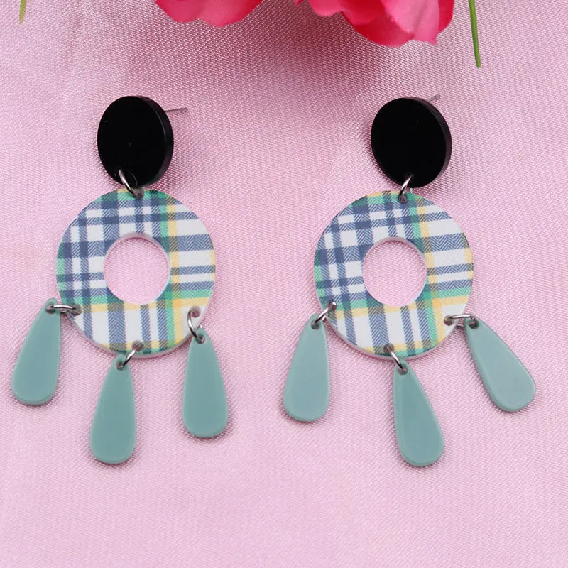 Wholesale Bohemian Style Splicing Hollow Acrylic Earrings