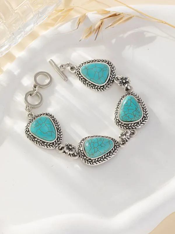 Wholesale Bohemian T-shaped pattern turquoise eco-friendly bracelet