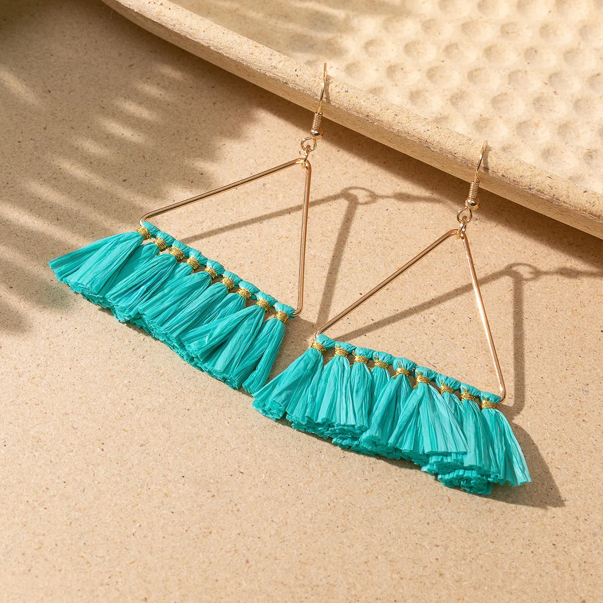 Wholesale Bohemian Tassel Braided Raffia Earrings