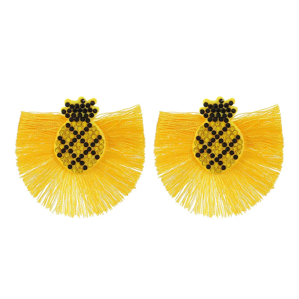 Wholesale Bohemian Tassel Exaggerated Rhinestone Elk Earrings