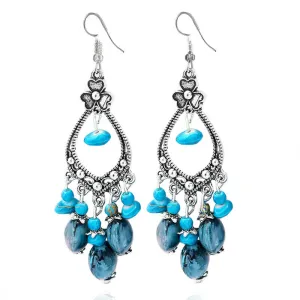Wholesale Bohemian tassel vintage long carved earrings