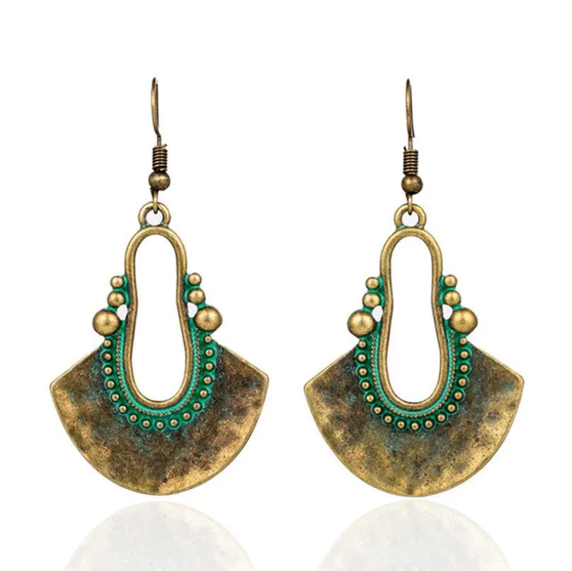 Wholesale Bohemian Turquoise Alloy Geometric Earrings