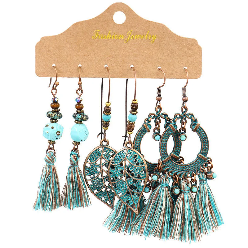 Wholesale Bohemian Vintage Three Pair Alloy Earrings