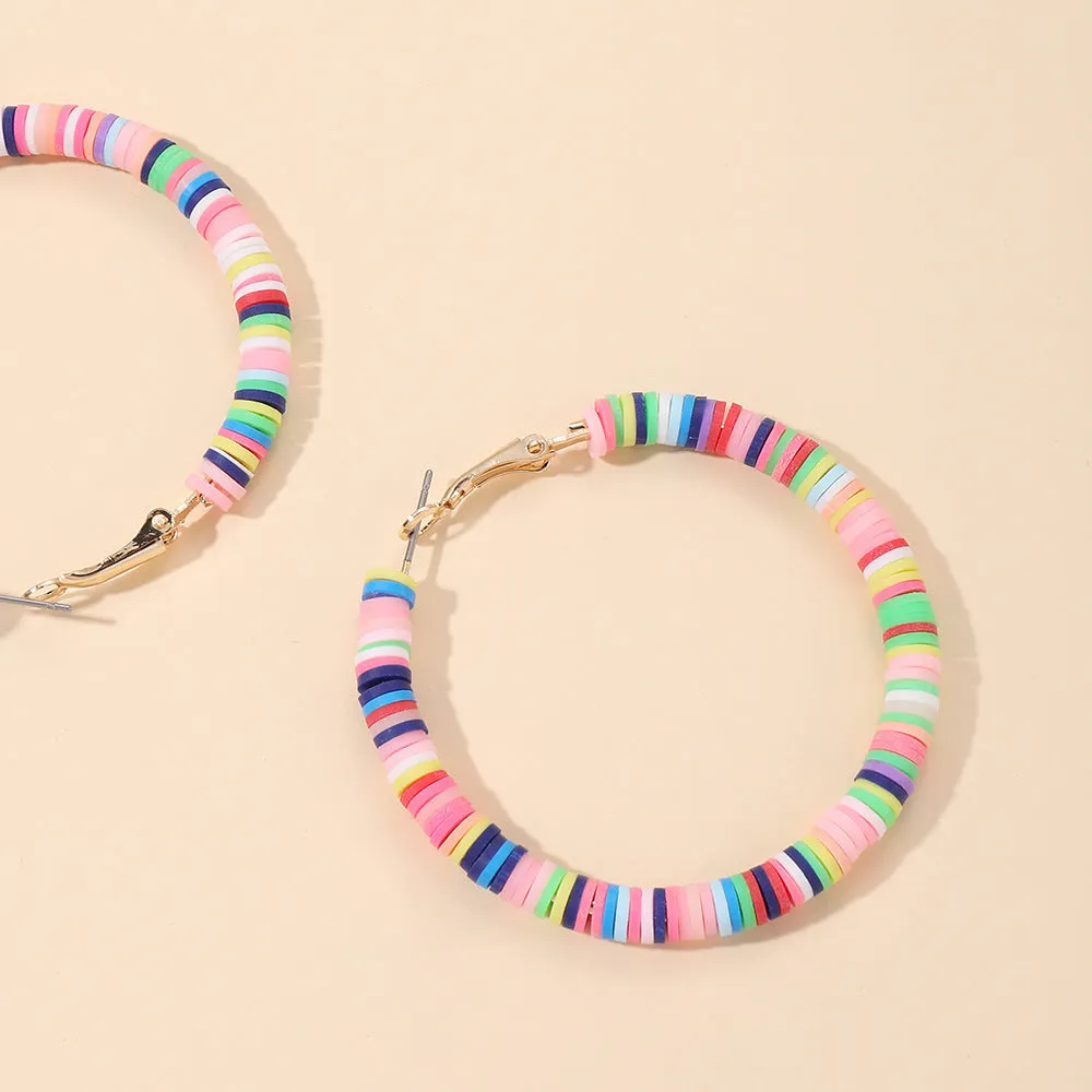 Wholesale Boho Casual Mixed Color Soft Clay C-shaped Exaggerated Earrings