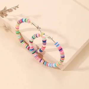 Wholesale Boho Casual Mixed Color Soft Clay C-shaped Exaggerated Earrings
