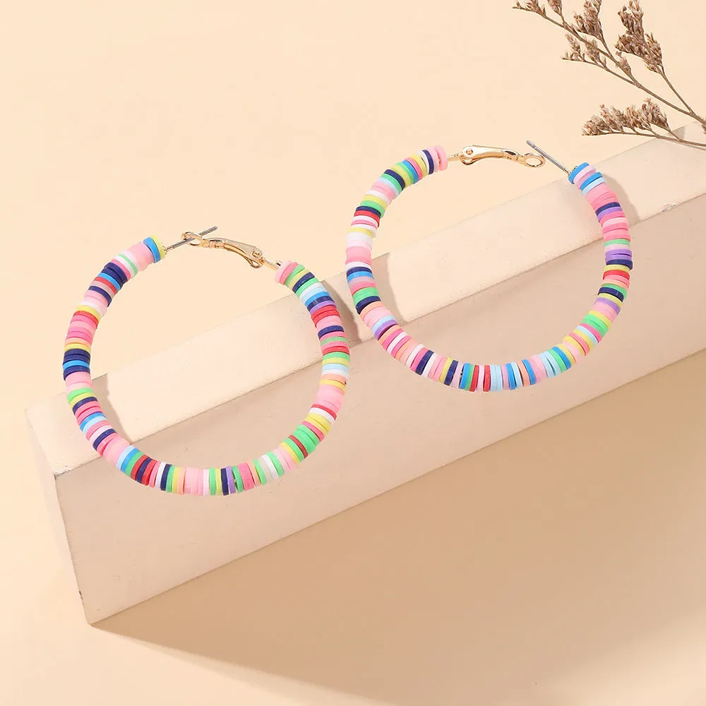 Wholesale Boho Casual Mixed Color Soft Clay C-shaped Exaggerated Earrings