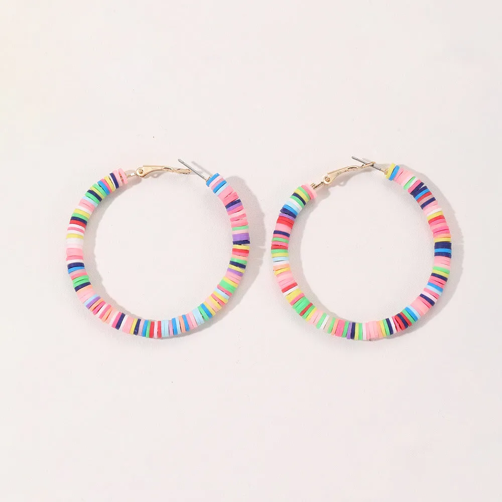 Wholesale Boho Casual Mixed Color Soft Clay C-shaped Exaggerated Earrings