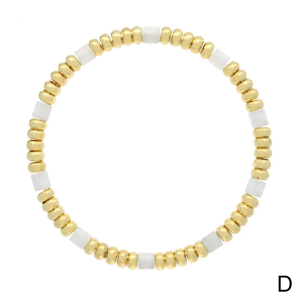 Wholesale Boho Colorful Stone Beads Stackable Elastic Cord Bracelet