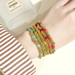 Wholesale Boho Colorful Stone Beads Stackable Elastic Cord Bracelet