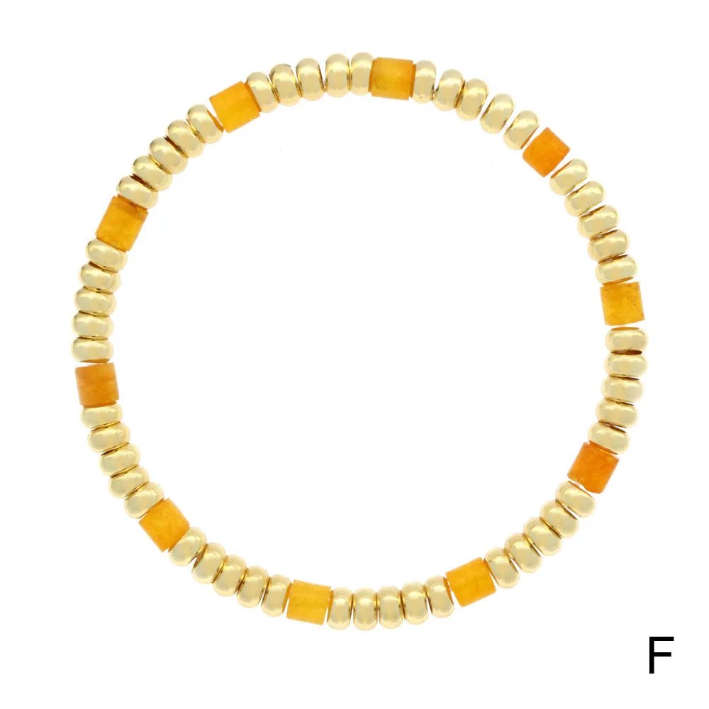 Wholesale Boho Colorful Stone Beads Stackable Elastic Cord Bracelet
