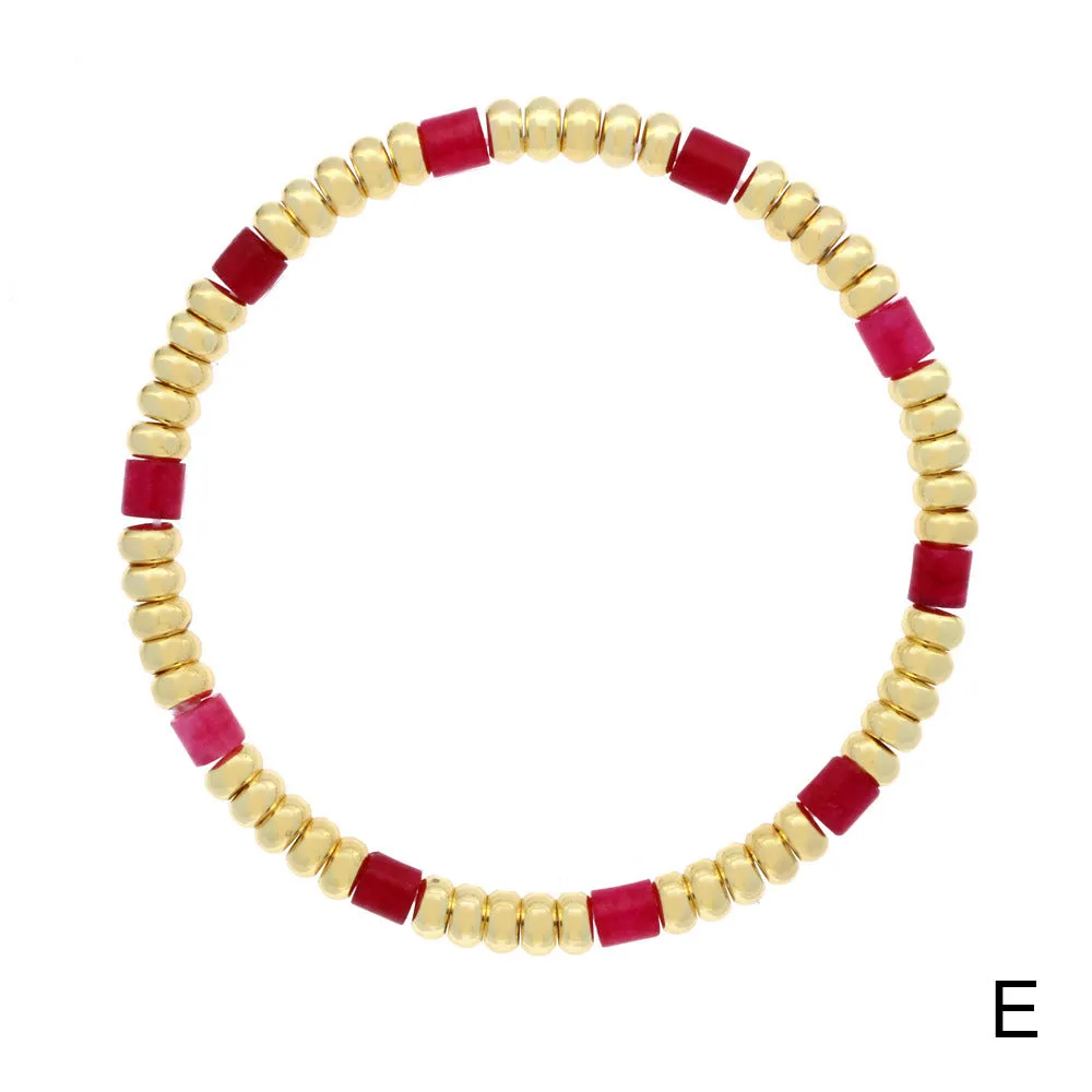 Wholesale Boho Colorful Stone Beads Stackable Elastic Cord Bracelet
