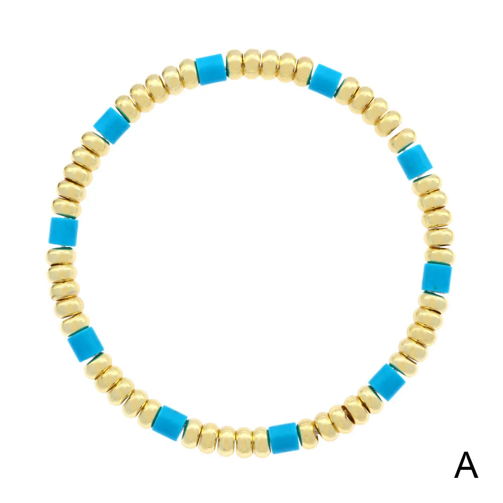 Wholesale Boho Colorful Stone Beads Stackable Elastic Cord Bracelet