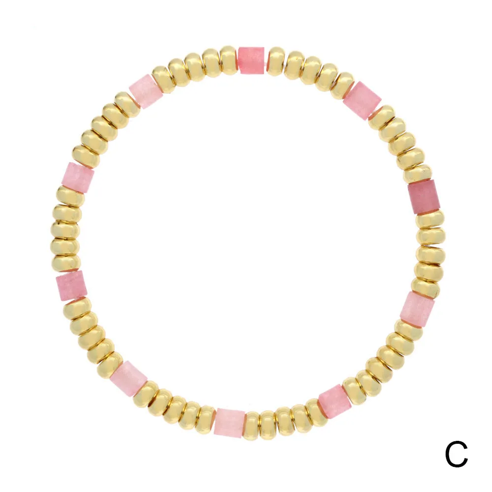 Wholesale Boho Colorful Stone Beads Stackable Elastic Cord Bracelet