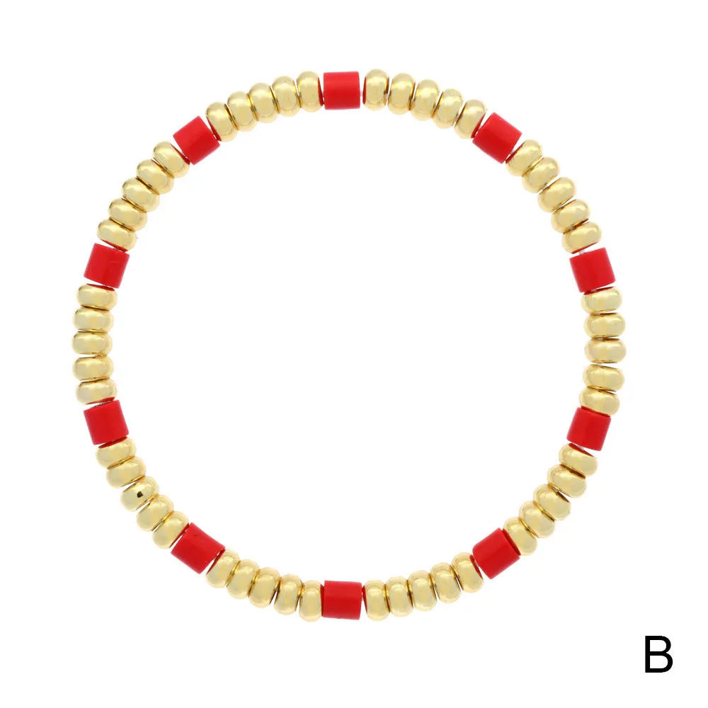 Wholesale Boho Colorful Stone Beads Stackable Elastic Cord Bracelet