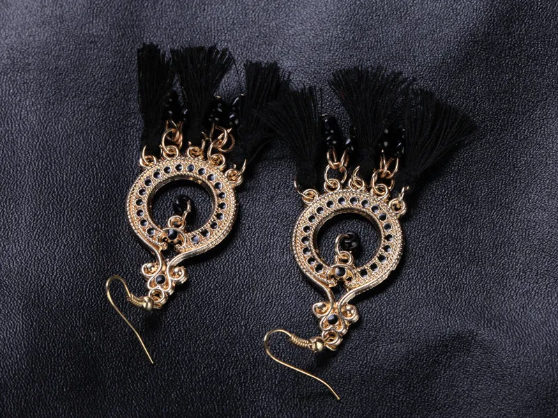 Wholesale Boho Fabric Tassel Earrings