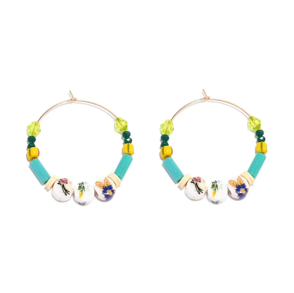 Wholesale Boho Handmade Beaded Rice Beads Crystal Earrings