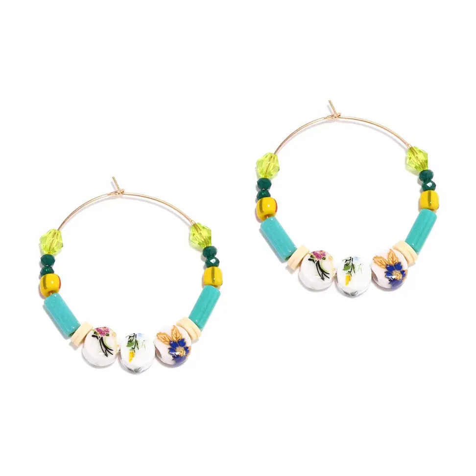 Wholesale Boho Handmade Beaded Rice Beads Crystal Earrings