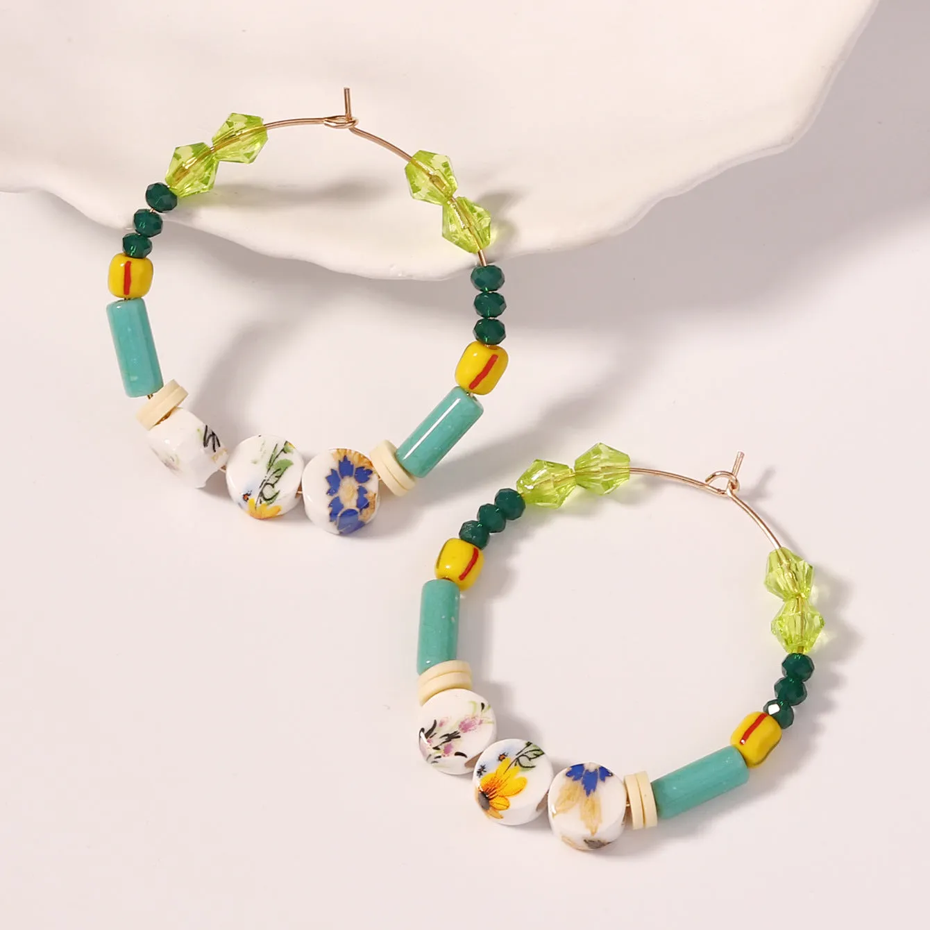 Wholesale Boho Handmade Beaded Rice Beads Crystal Earrings