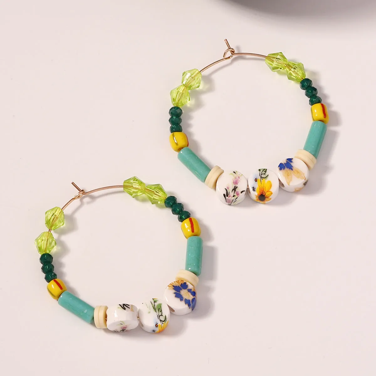 Wholesale Boho Handmade Beaded Rice Beads Crystal Earrings