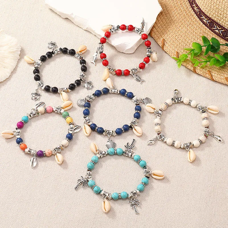 Wholesale Boho Ocean Style Colorful Shell Turquoise Bracelet
