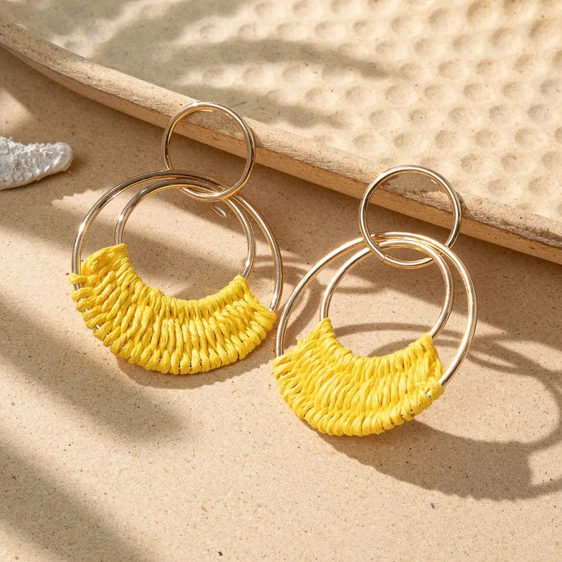 Wholesale Boho Raffia Braided Earrings