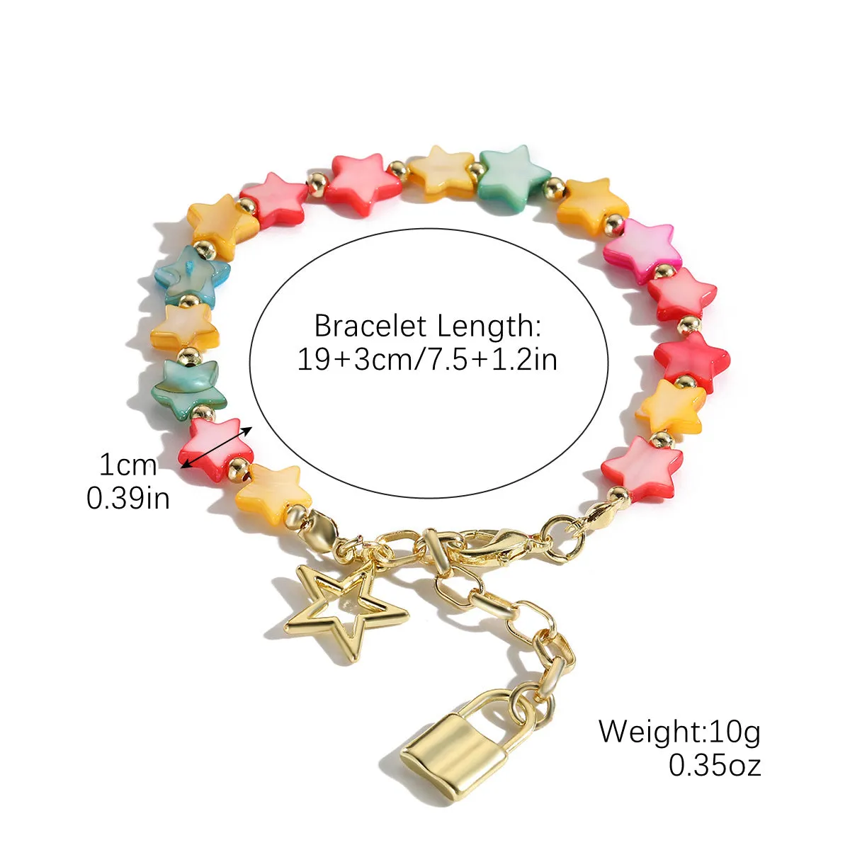 Wholesale Boho Style Pearl White Shell Starfish Pendant Bracelet