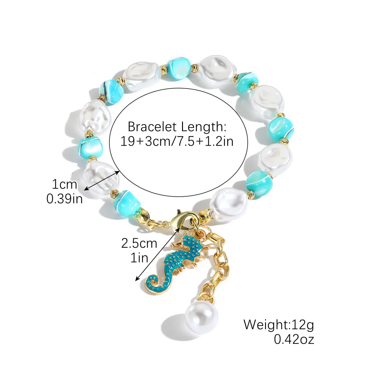 Wholesale Boho Style Pearl White Shell Starfish Pendant Bracelet
